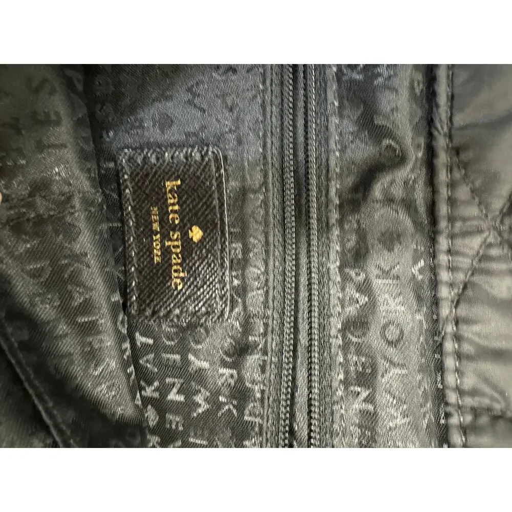 Kate Spade Black Polyester ‎ Quilted Shoulder Crossbody Bag Purse Designer